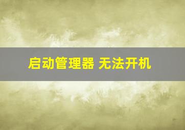 启动管理器 无法开机